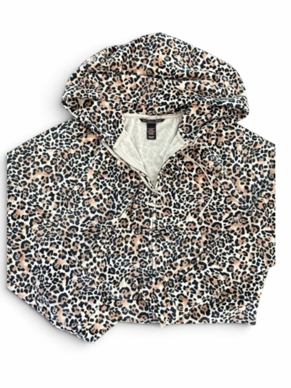 Victoria's Secret Animal Print Velour Full Zip Hoodie Size Large - Picture 3 of 8